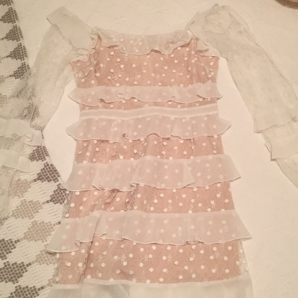 COPY - F21 white lace and ruffle off the shoulder…